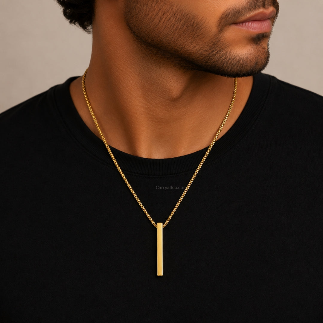 Long Square Pendant Necklace – 18K Gold PVD | CARRYALLCO