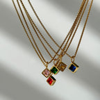 Square Brilliant Cut Zircon Pendant Necklace