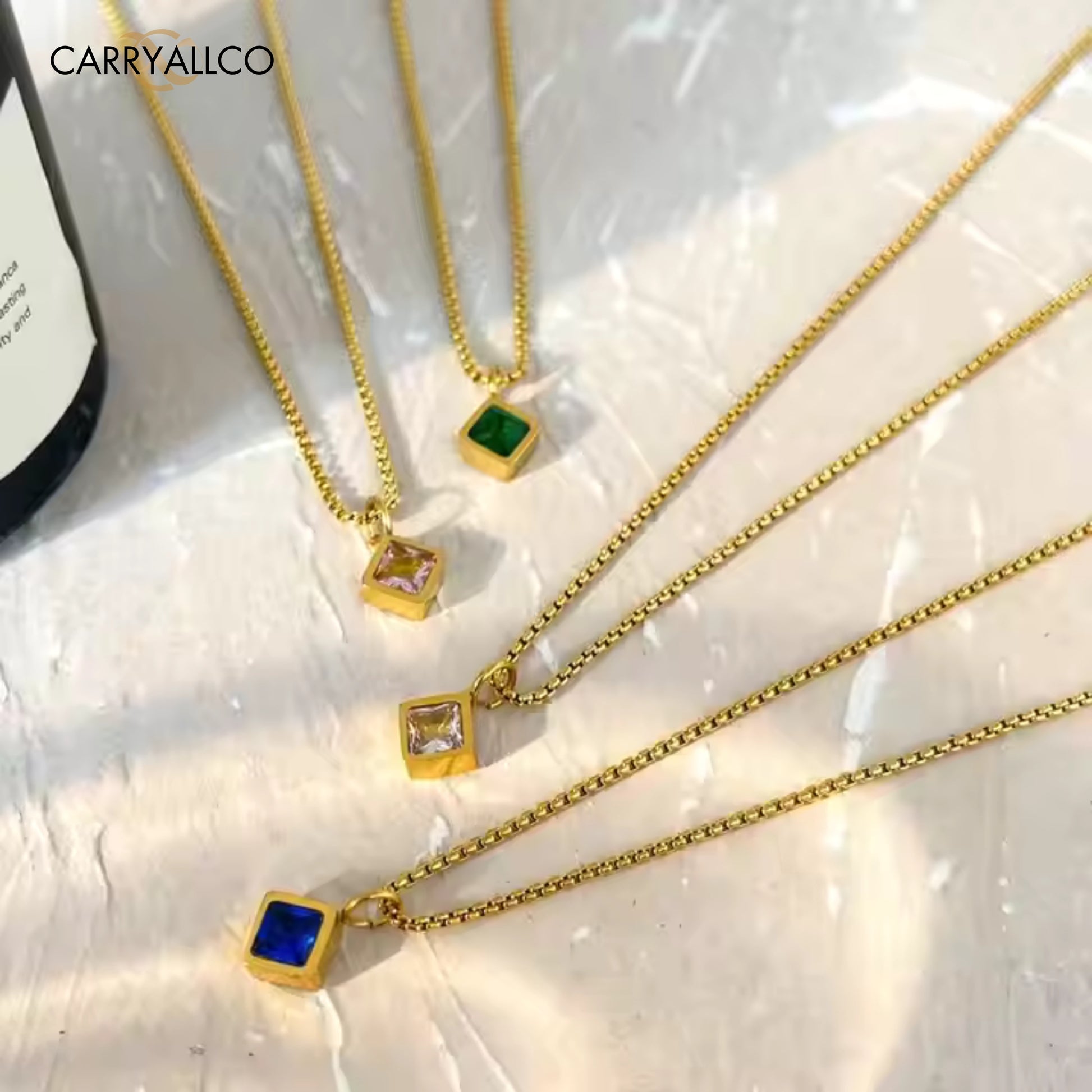 Square Brilliant Cut Zircon Pendant Necklace