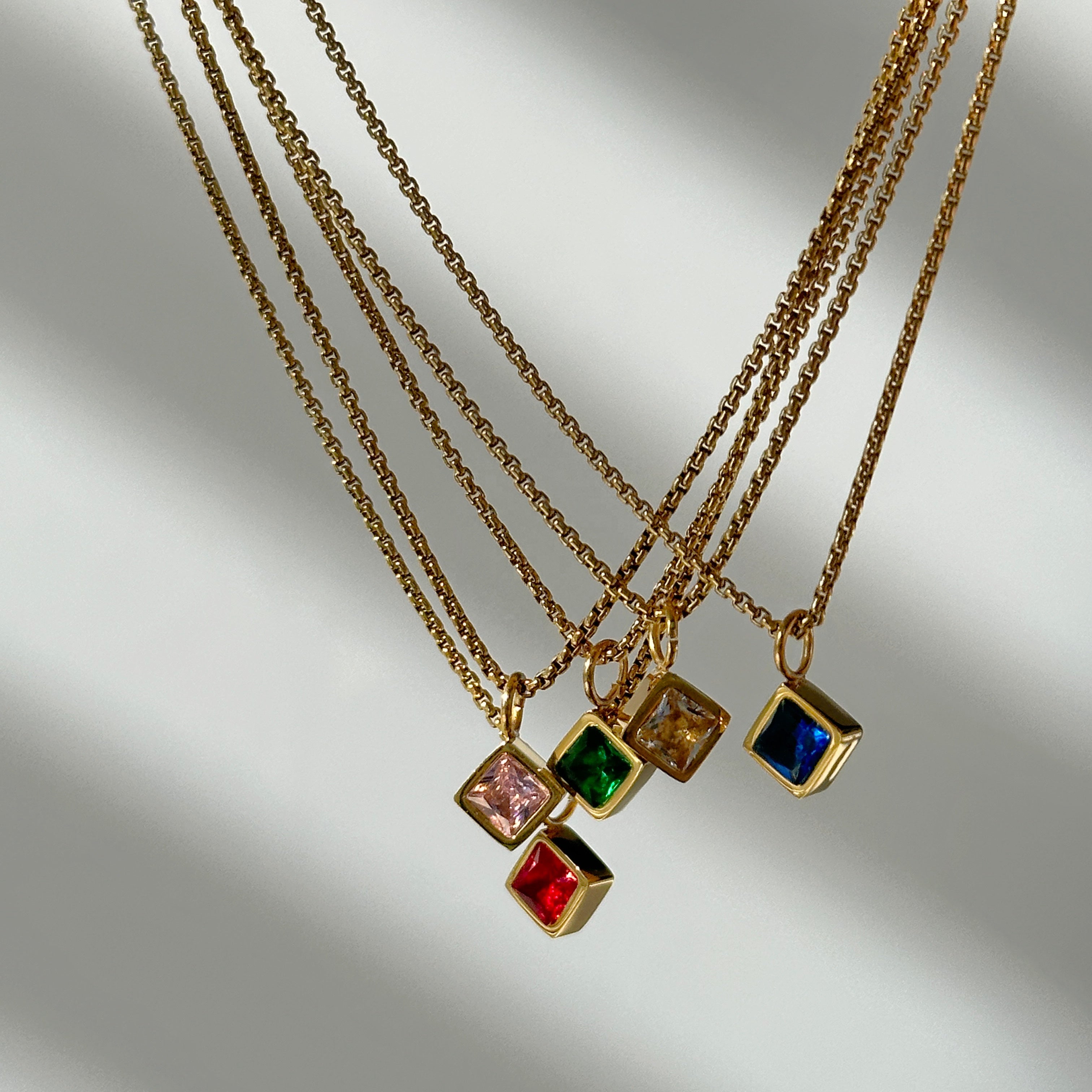 Square Brilliant Cut Zircon Pendant Necklace