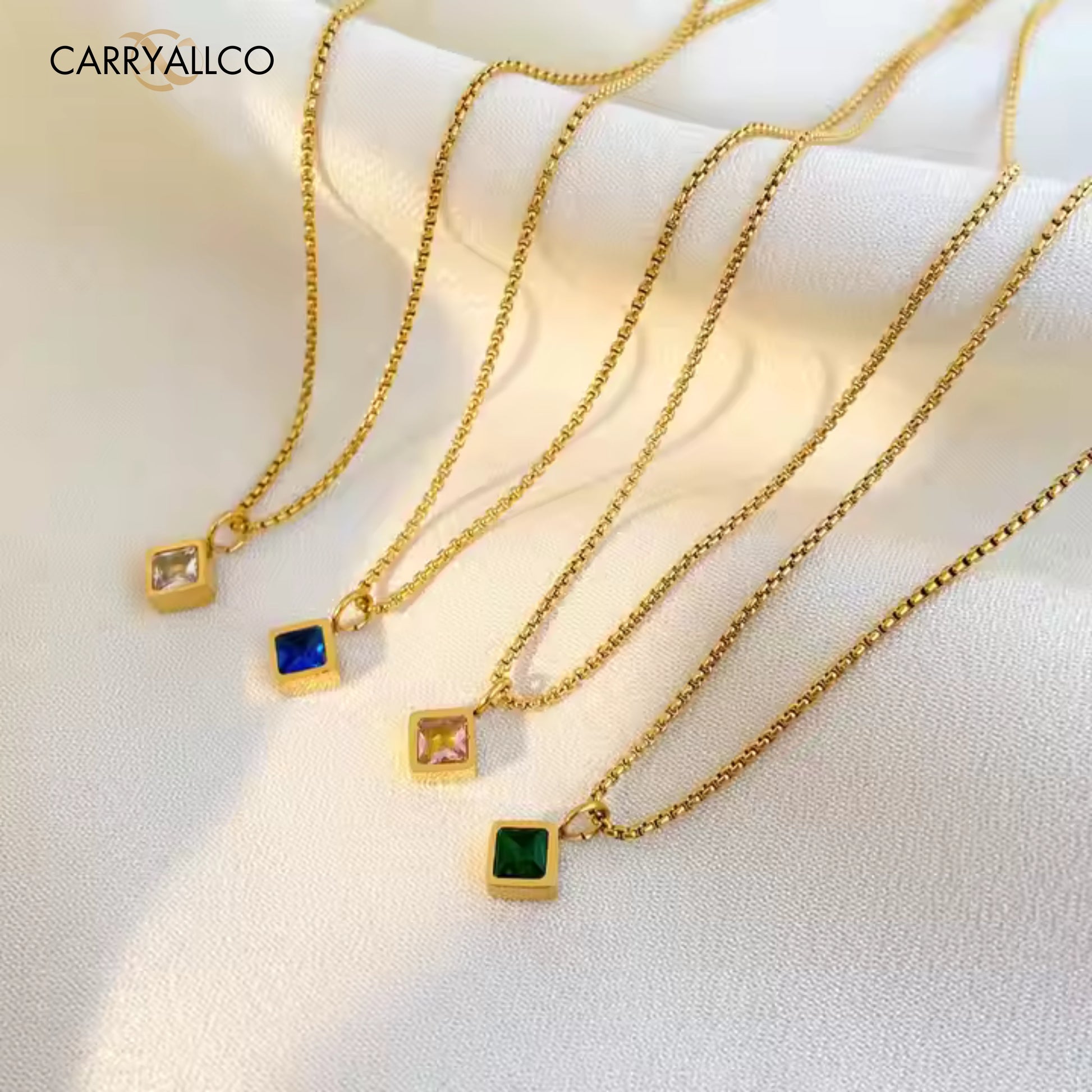 Square Brilliant Cut Zircon Pendant Necklace