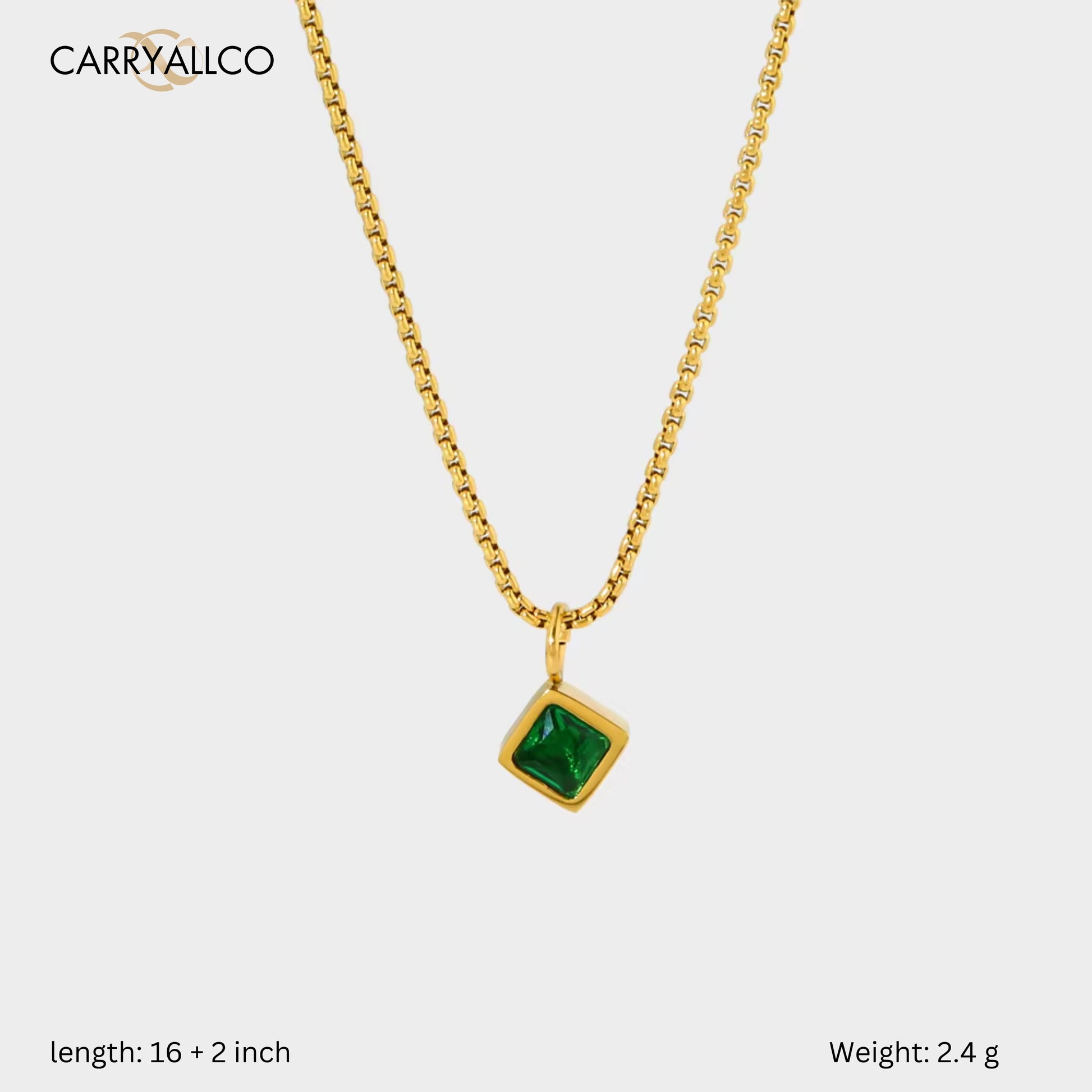 Square Brilliant Cut Zircon Pendant Necklace