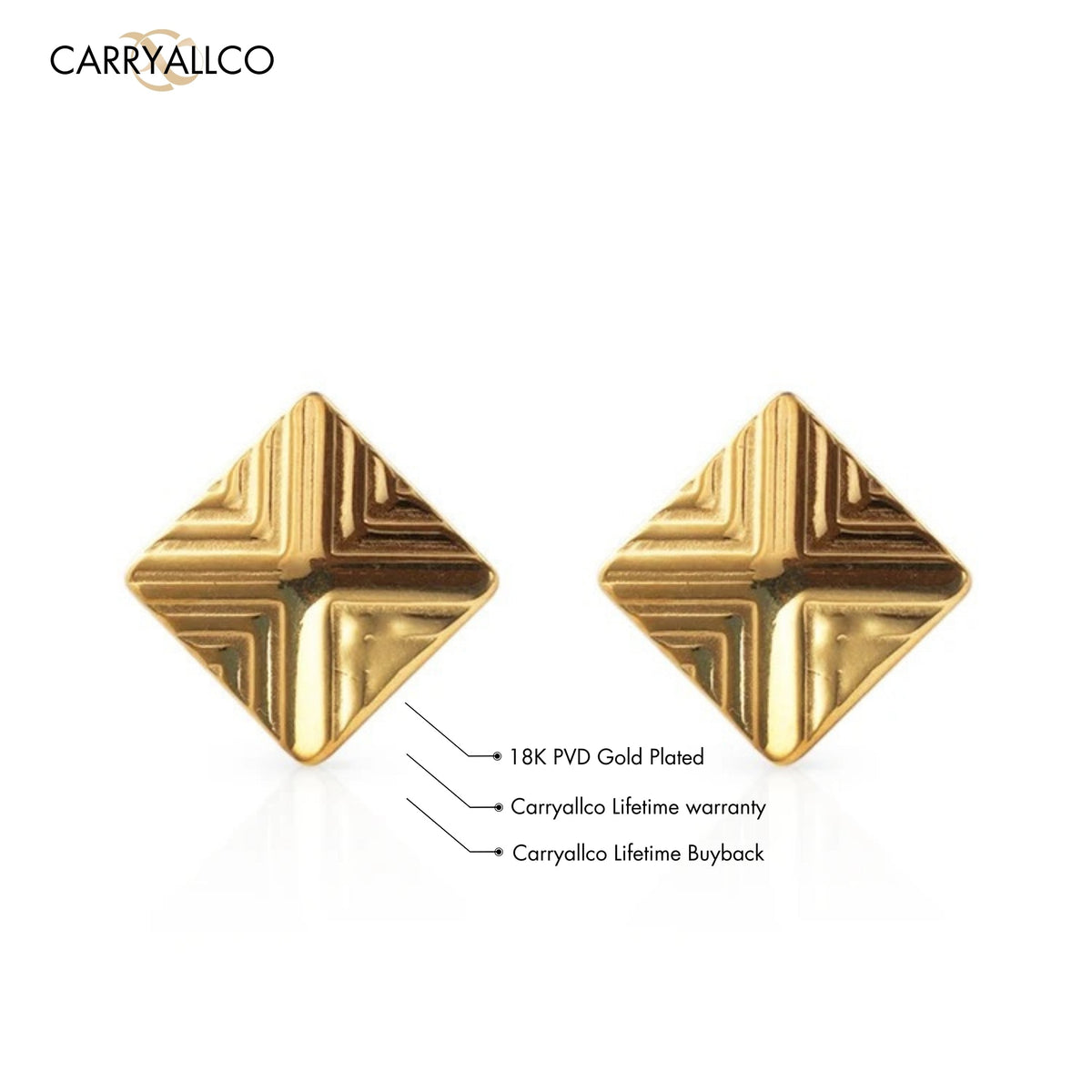 Square Pyramid Stud Earrings