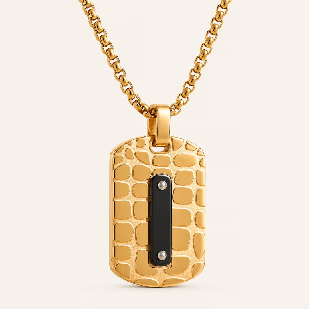 Square Thick Pendant Necklace | 18K Gold PVD