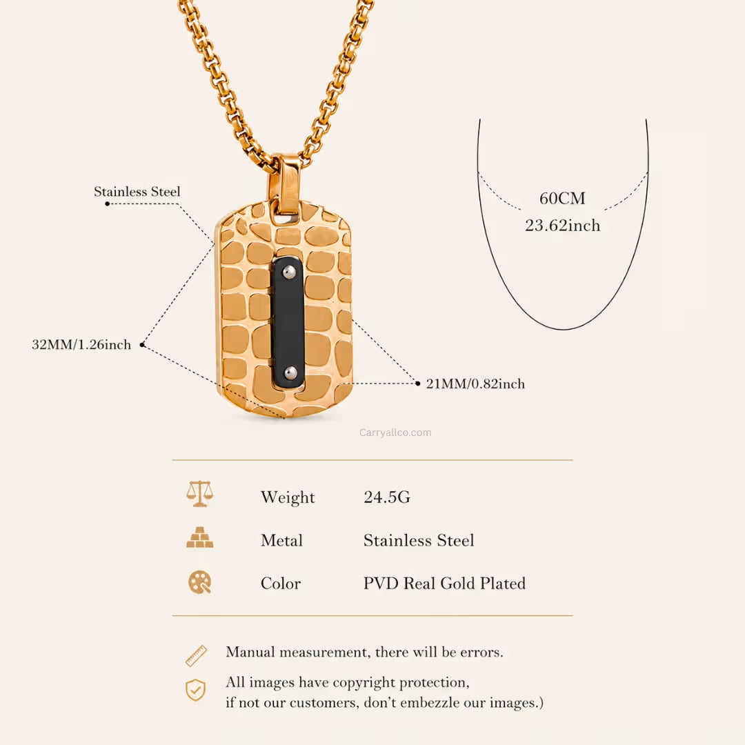 Square Thick Pendant Necklace | 18K Gold PVD