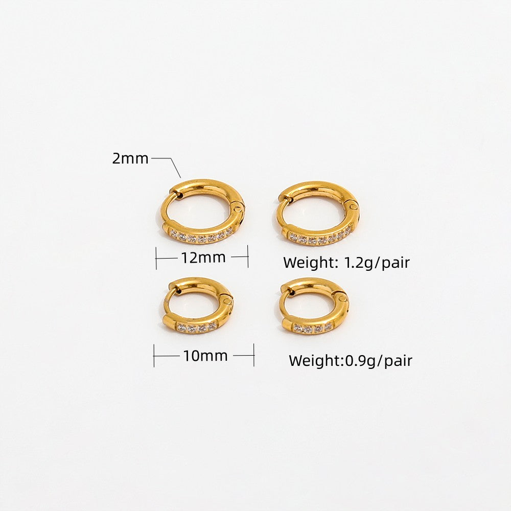 Stone Set Zircon Huggie Earrings – 18K Gold Plated Carryallco