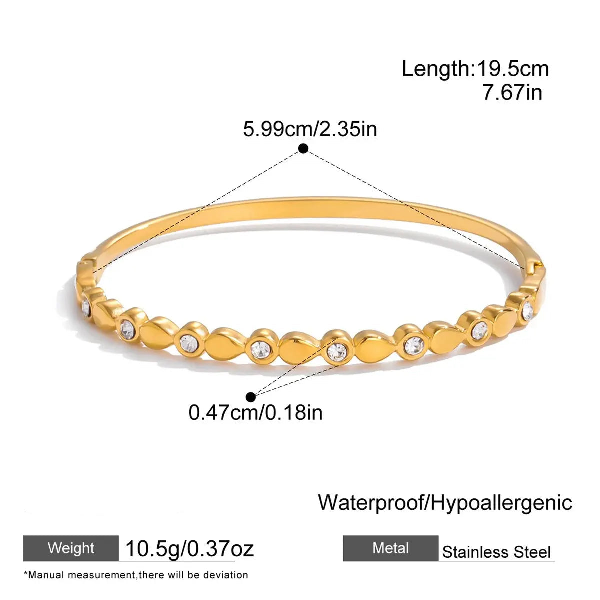 Teardrop Zircon Hinged Bangle