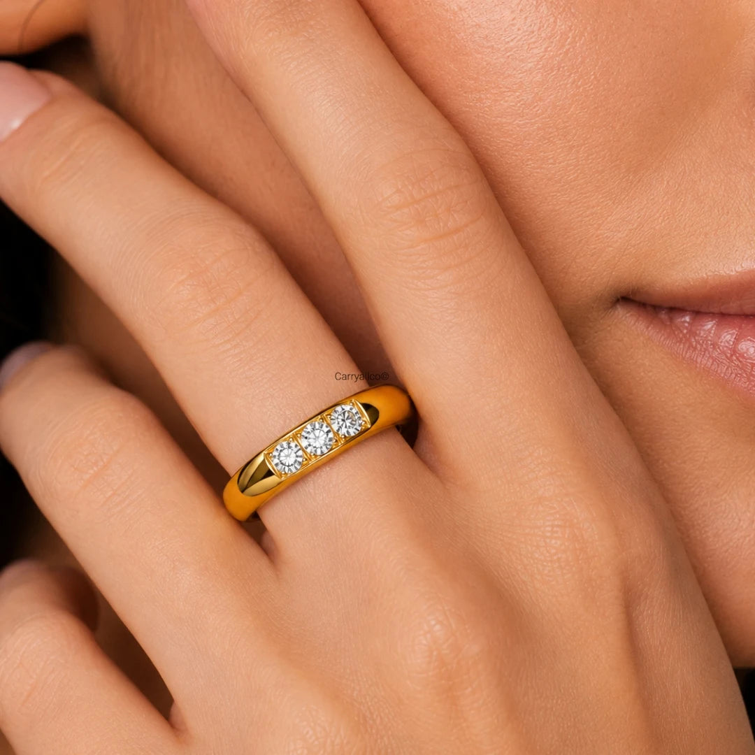 Triple CZ Trilogy Band Ring