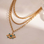 Turquoise Evil Eye Pendant Necklace – 18K Gold Plated