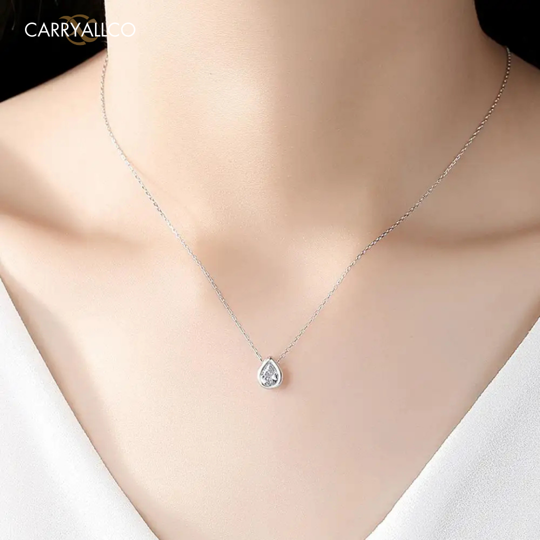 Water Drop Brilliant Cut Pendant Necklace – 925 Silver, Gold Plated CARRYALLCO