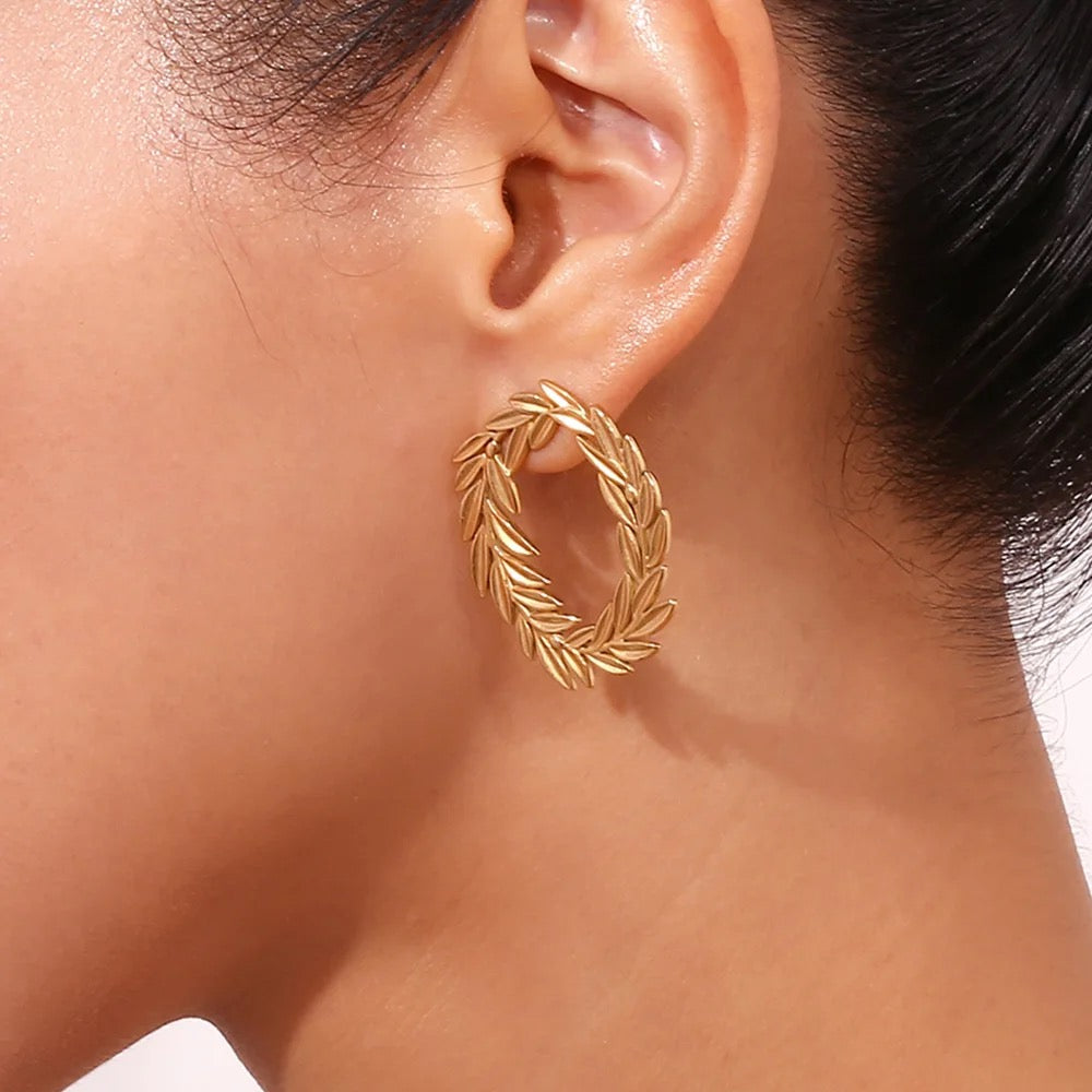Wheat Leaf Statement Drop Earrings