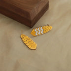 Zircon Leaf Drop Earrings – 18K Gold-Plated