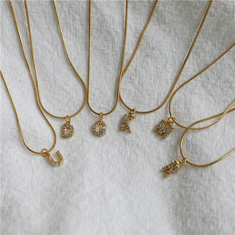 Zirconia Pave Letter Pendant Necklace
