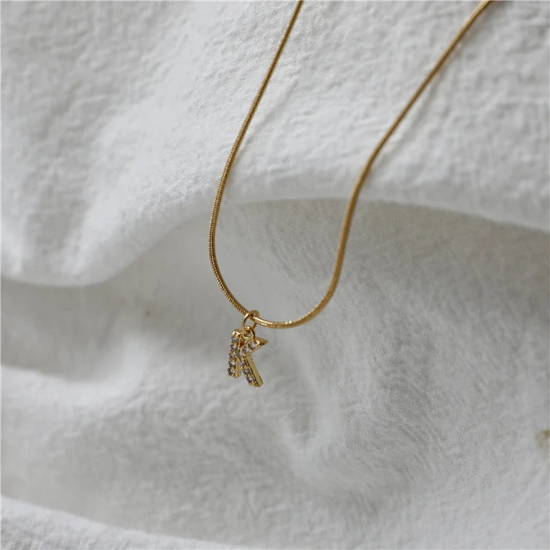 Zirconia Pave Letter Pendant Necklace