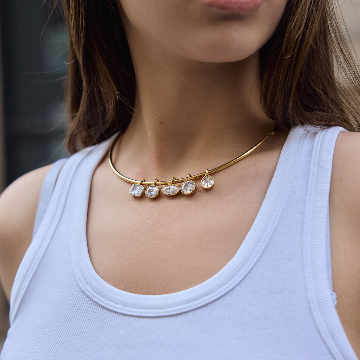 Zirconia Pendant Collar Necklace