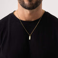 18K Gold Plated Stainless Steel Square Bar Pendant Necklace (Unisex)
