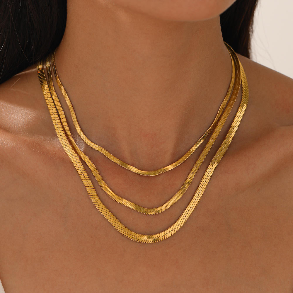 Demi-Fine 18K Gold Plated Herringbone Chain Necklace