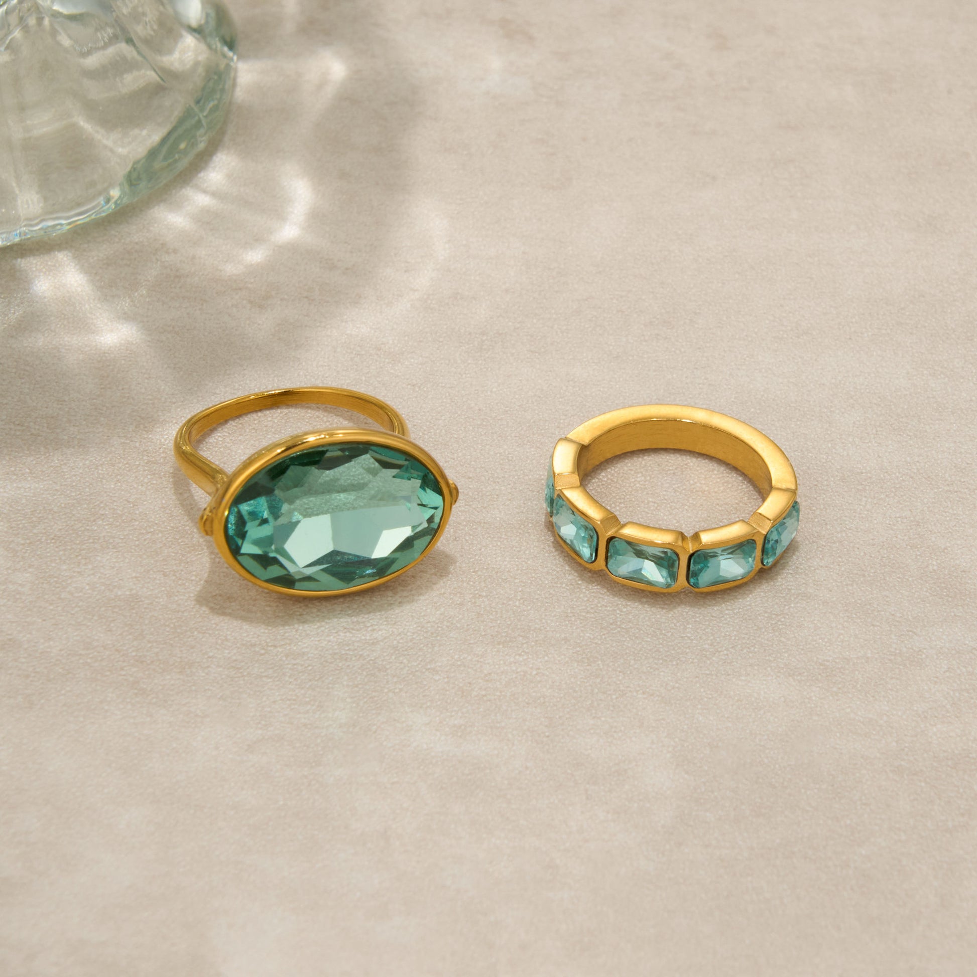 Aqua Crystal Cocktail Ring