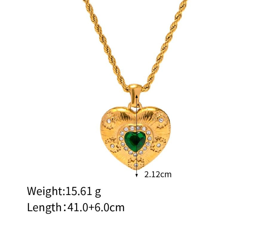Emerald Heart Pendant Necklace