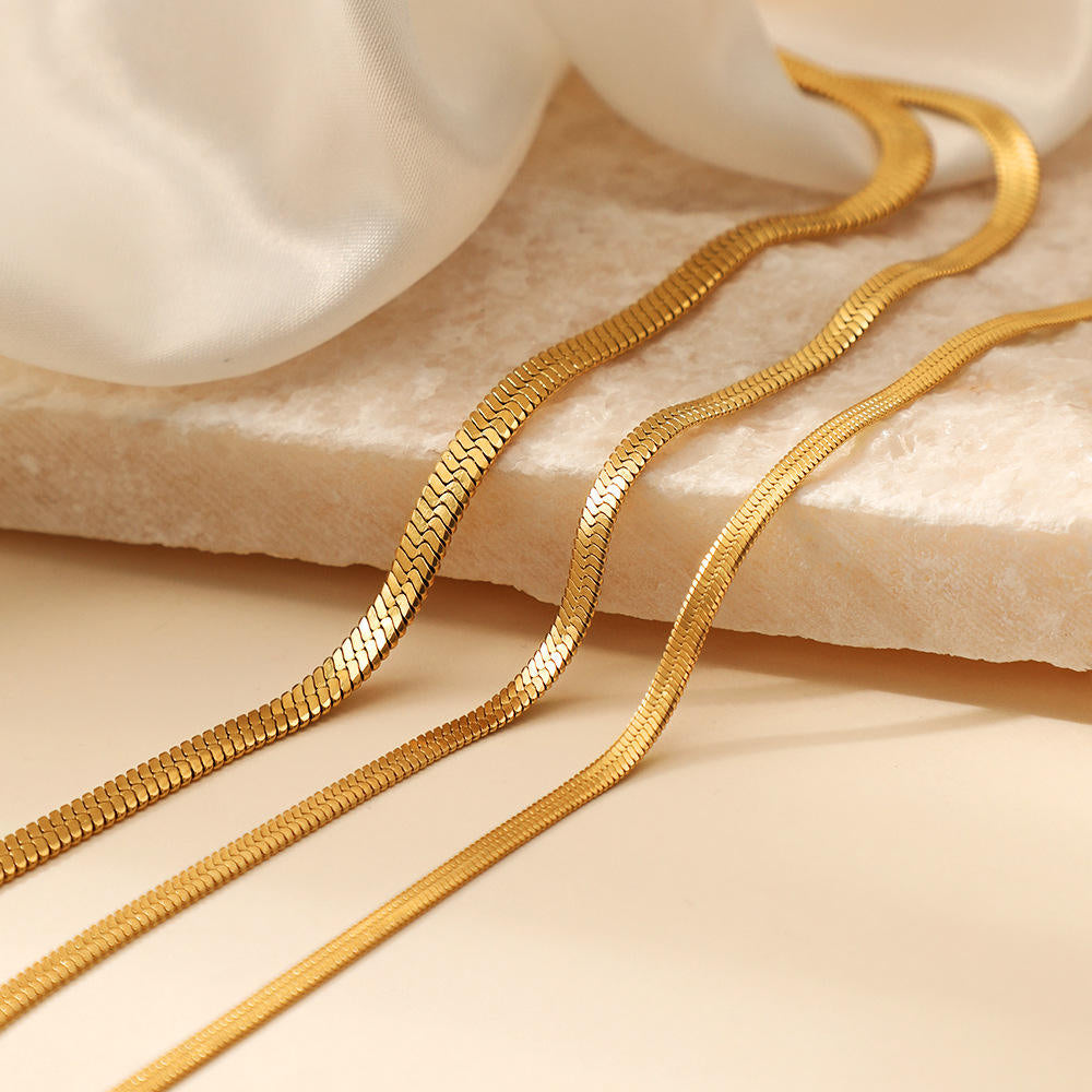 Demi-Fine 18K Gold Plated Herringbone Chain Necklace