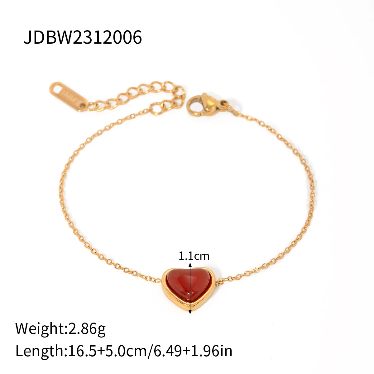 18K Gold-Plated Red Agate Heart & Pearl Jewelry Set