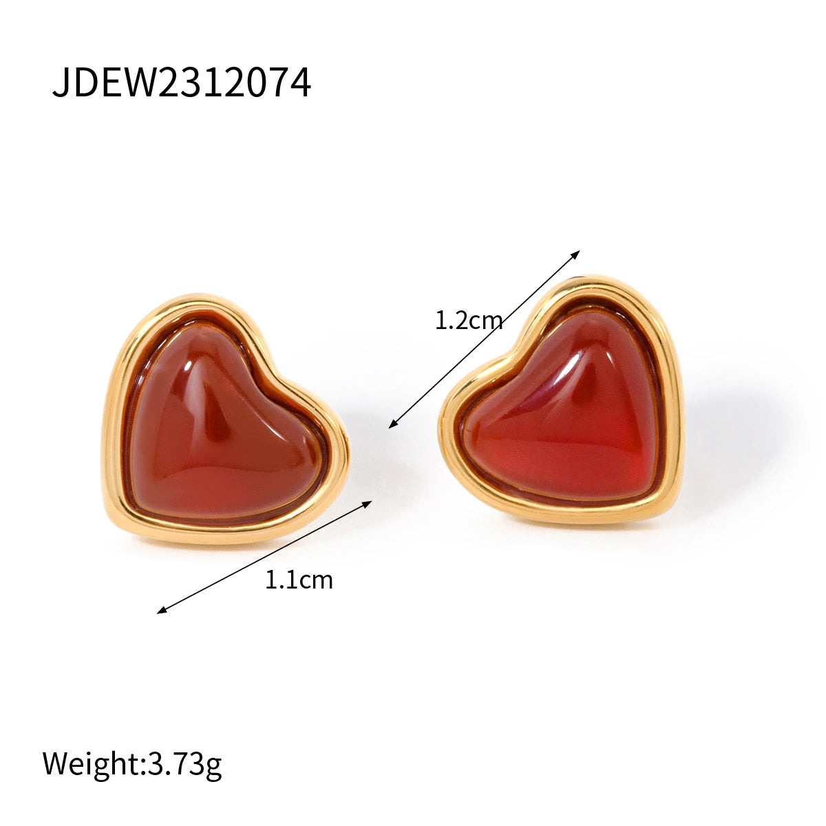 18K Gold-Plated Red Agate Heart & Pearl Jewelry Set