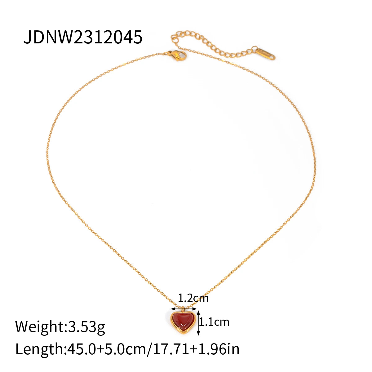 18K Gold-Plated Red Agate Heart & Pearl Jewelry Set