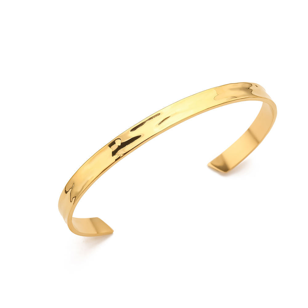 Hammered Gold Plated Stainless Steel Open Cuff Bracelet for Men | Demifine Jewelry