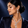 Crystal Leaf CZ Choker and Earring Set – Clear Silver | CARRYALLCO