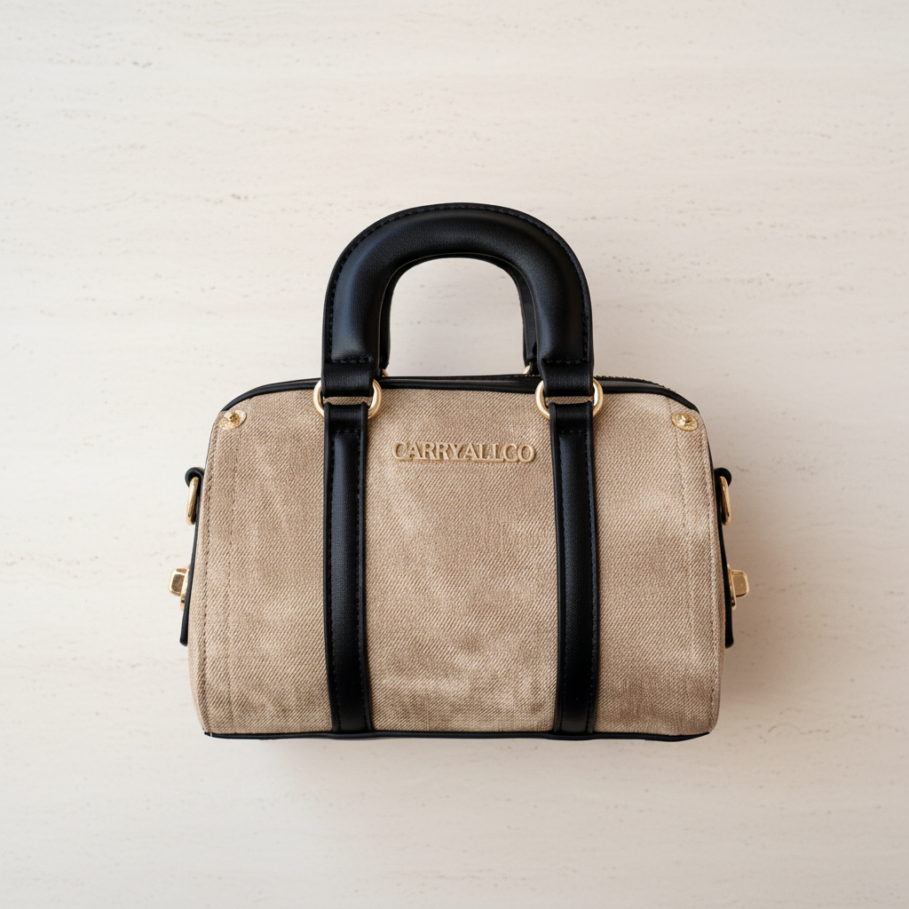 Carryallco Celeste – Camel Brown Handmade Vintage Vegan Boston Bag