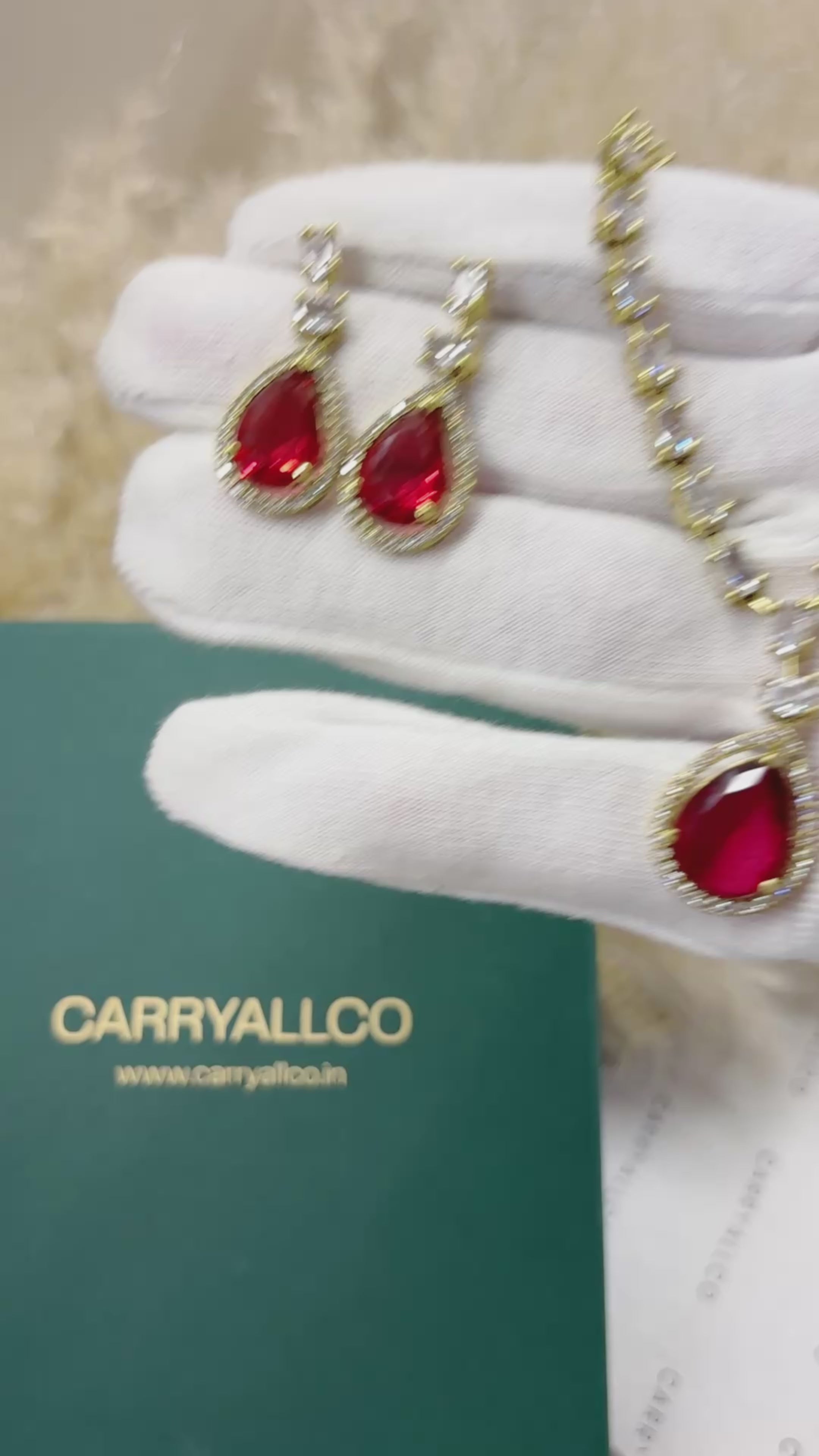 Crimson Radiance American Diamond Necklace Set
