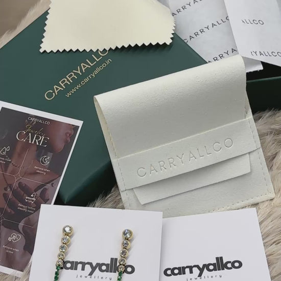 Carryallco Emerald Elegance Tassel Earrings-18K Gold Plated