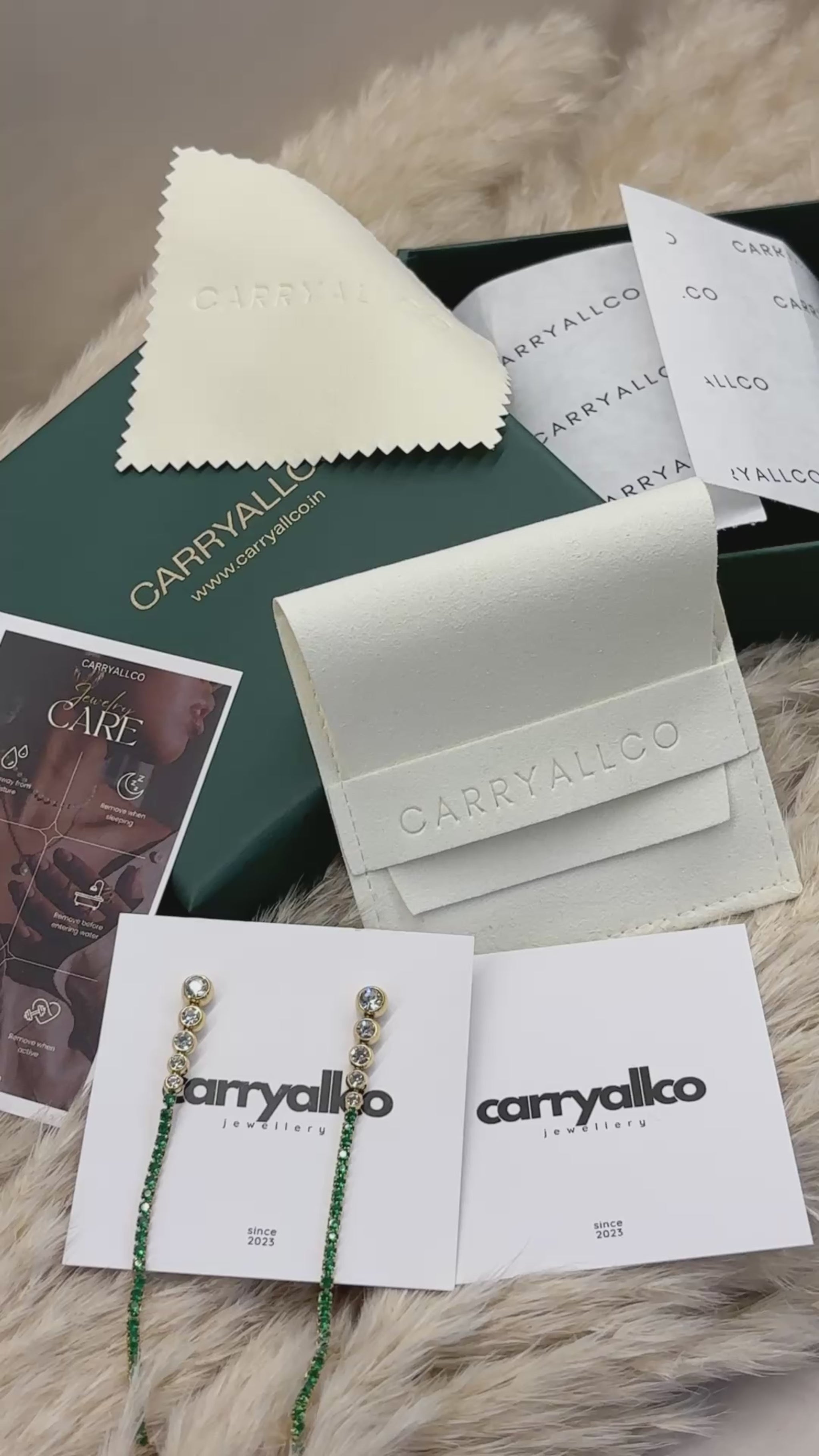 Carryallco Emerald Elegance Tassel Earrings-18K Gold Plated