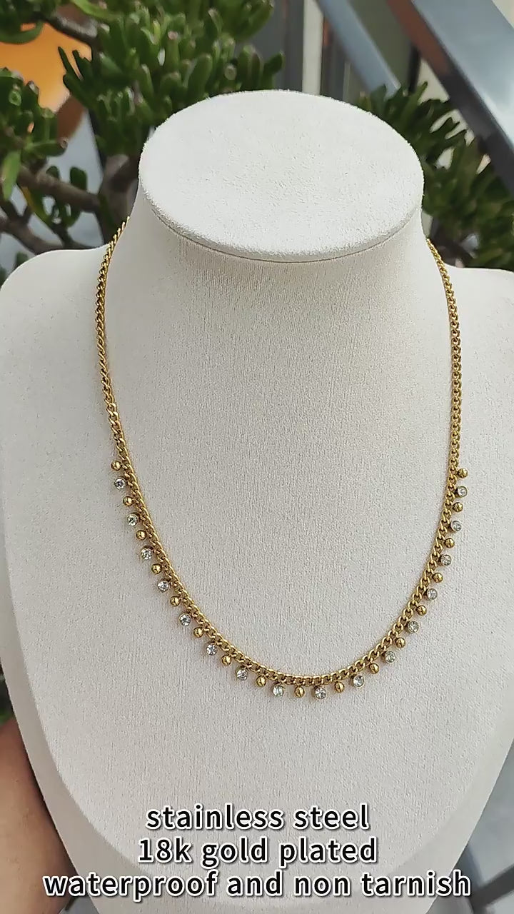 Carryallco Sparkling Tassel Cuban Necklace