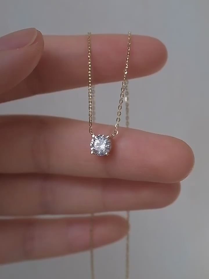 Elegant Gold Plated Solitaire S925 Silver Necklace
