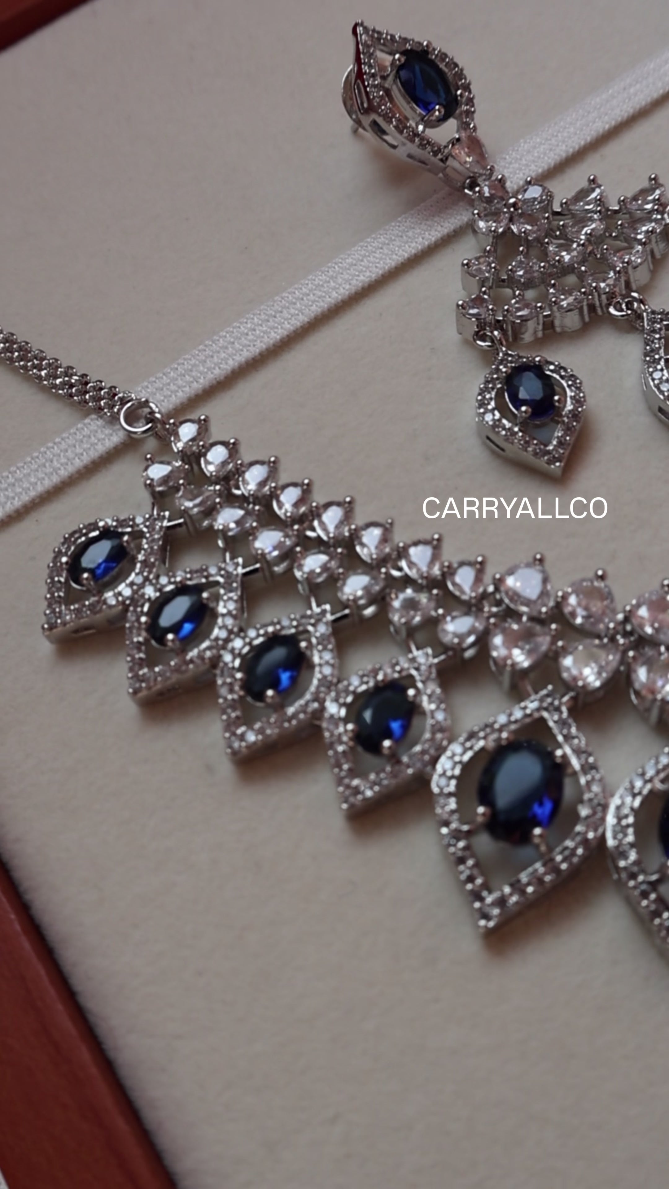 Carryallco Azure Nocturne American Diamond Necklace Set
