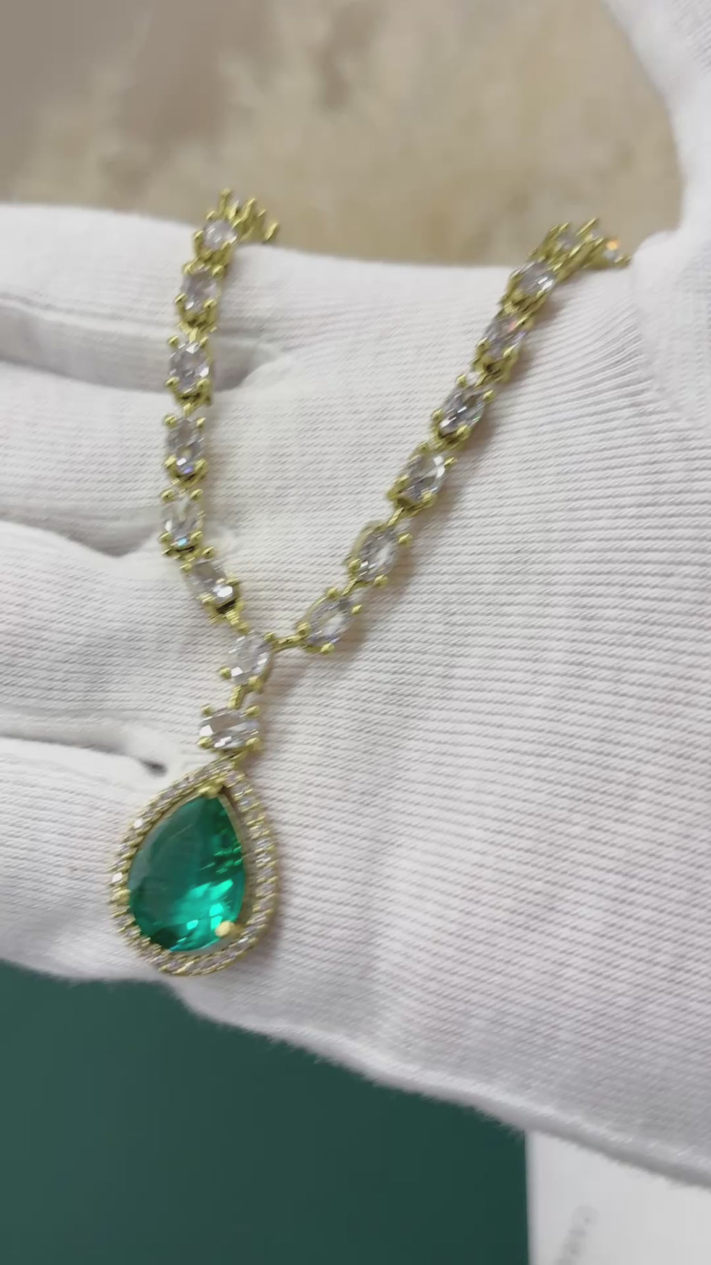 Aqua Glow American Diamond Necklace Set