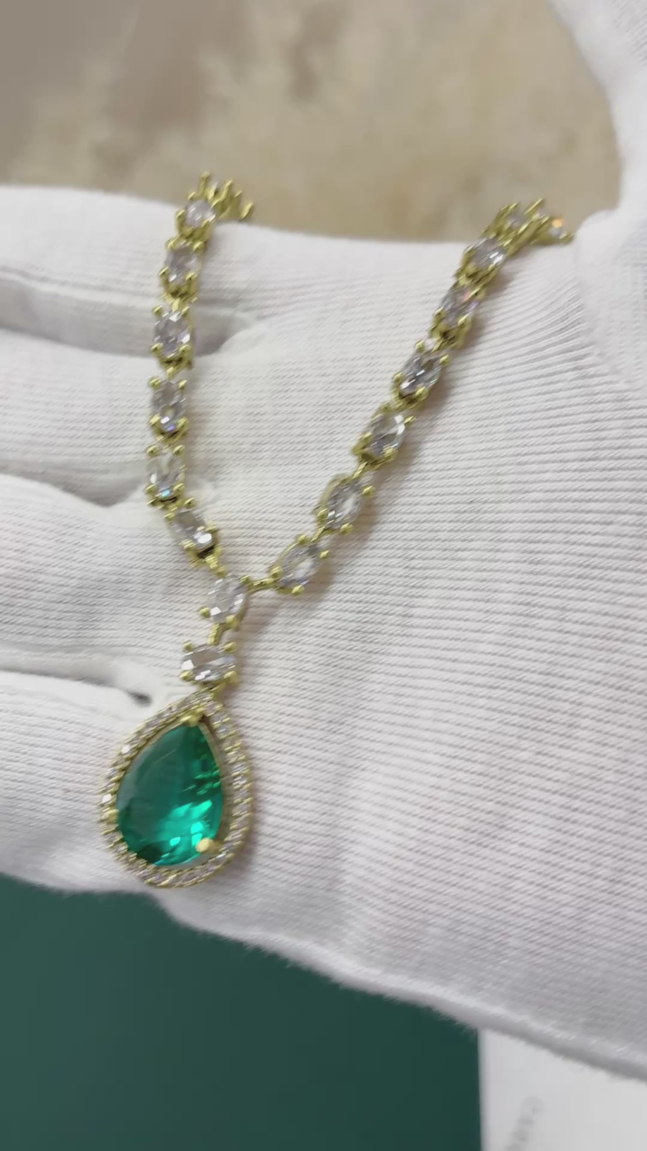 Aqua Glow American Diamond Necklace Set