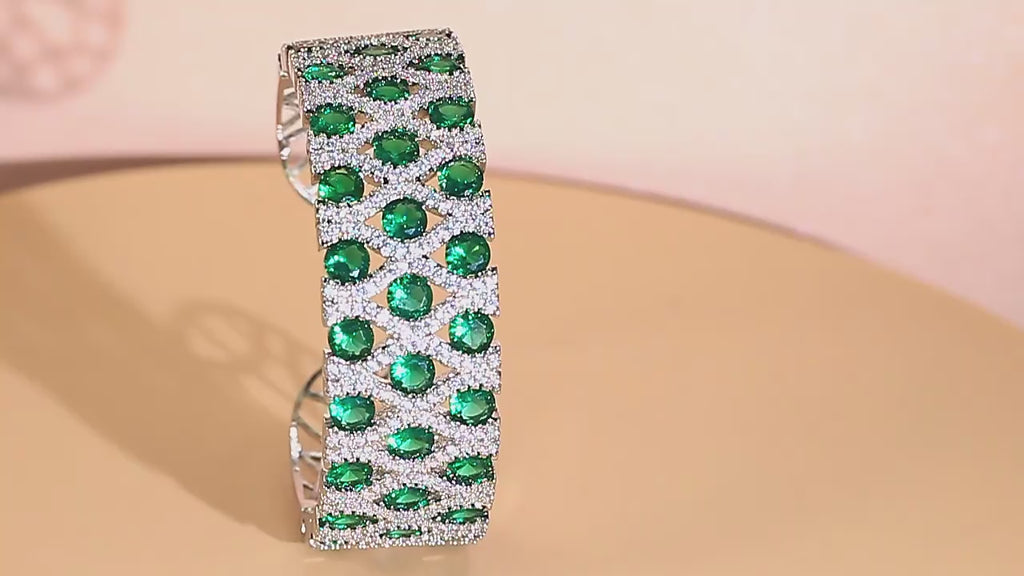Carryallco Green CZ Cuff Bangle