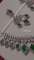 Carryallco Verde Elegance American Diamond Necklace Set