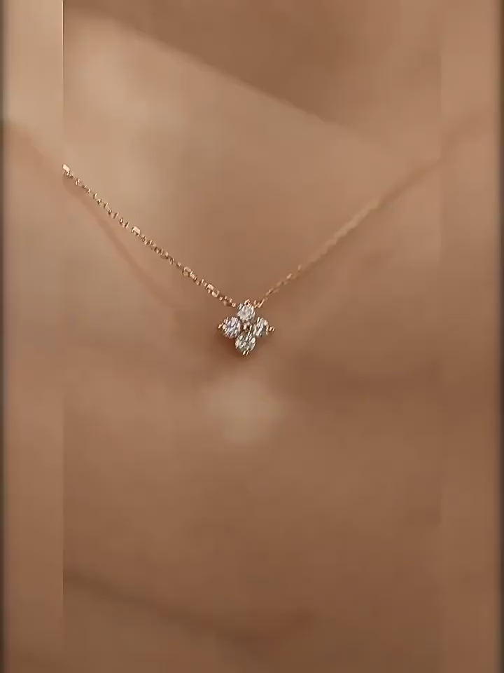 Lucky Four-leaf Clover Diamond S925 Silver Pendant Necklace