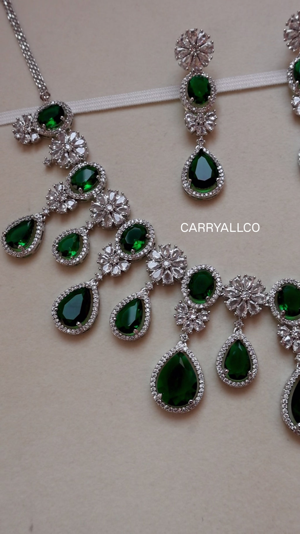 Carryallco Emeralda Royale American Diamond Necklace Set