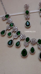 Carryallco Emeralda Royale American Diamond Necklace Set