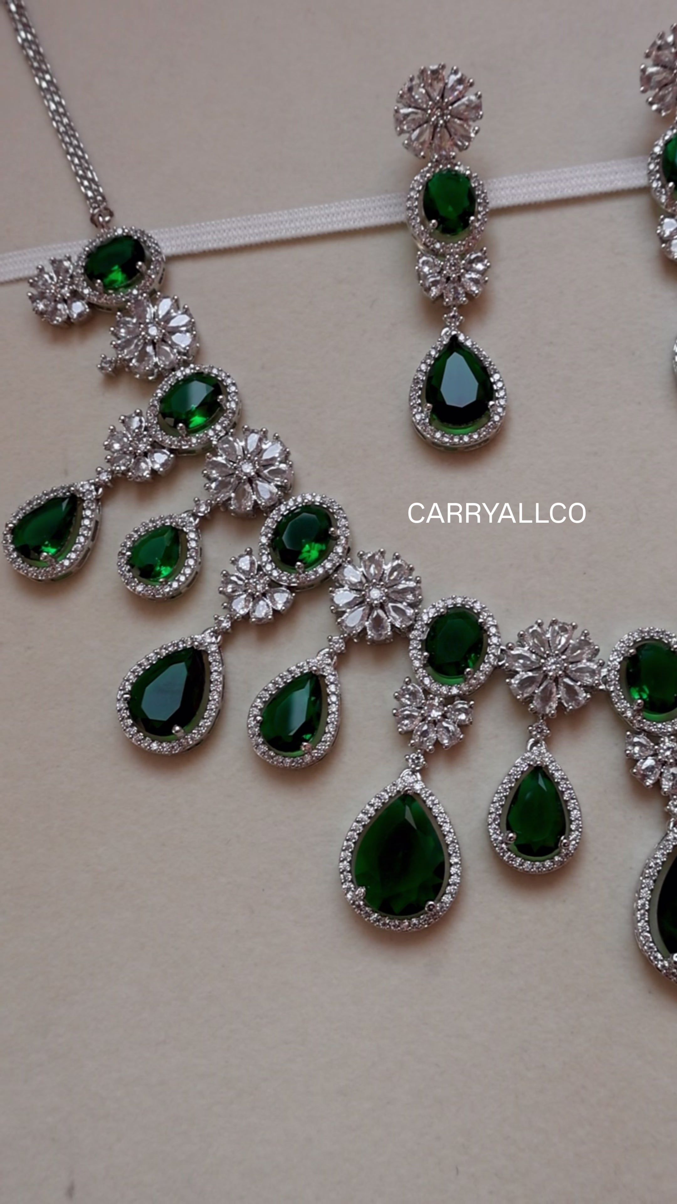 Carryallco Emeralda Royale American Diamond Necklace Set