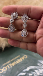 Floral Teardrop Look American Diamond Necklace Set