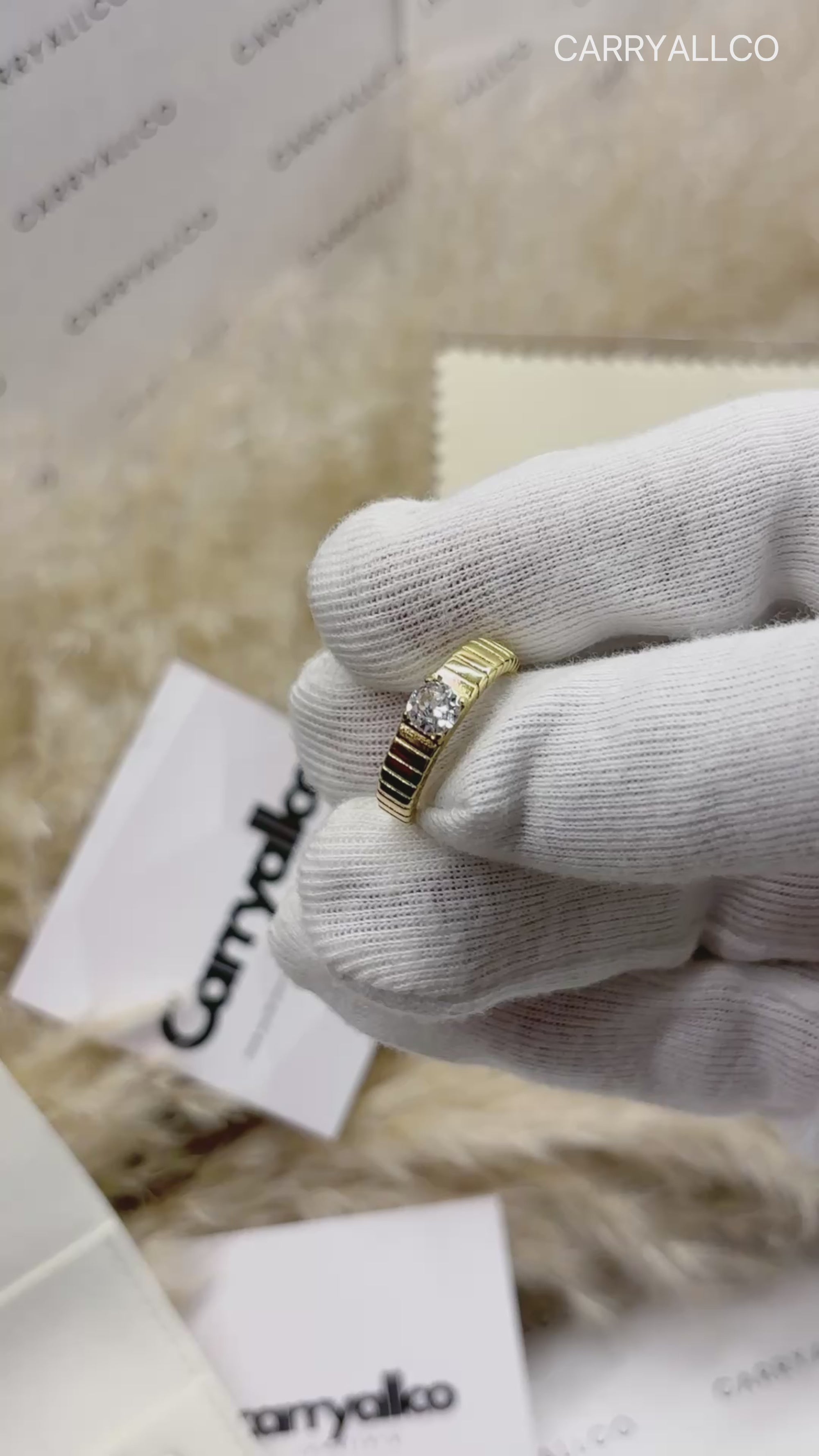 Demi-Fine 18K Gold Plated Croissant Brilliant Cut White Stone Ring