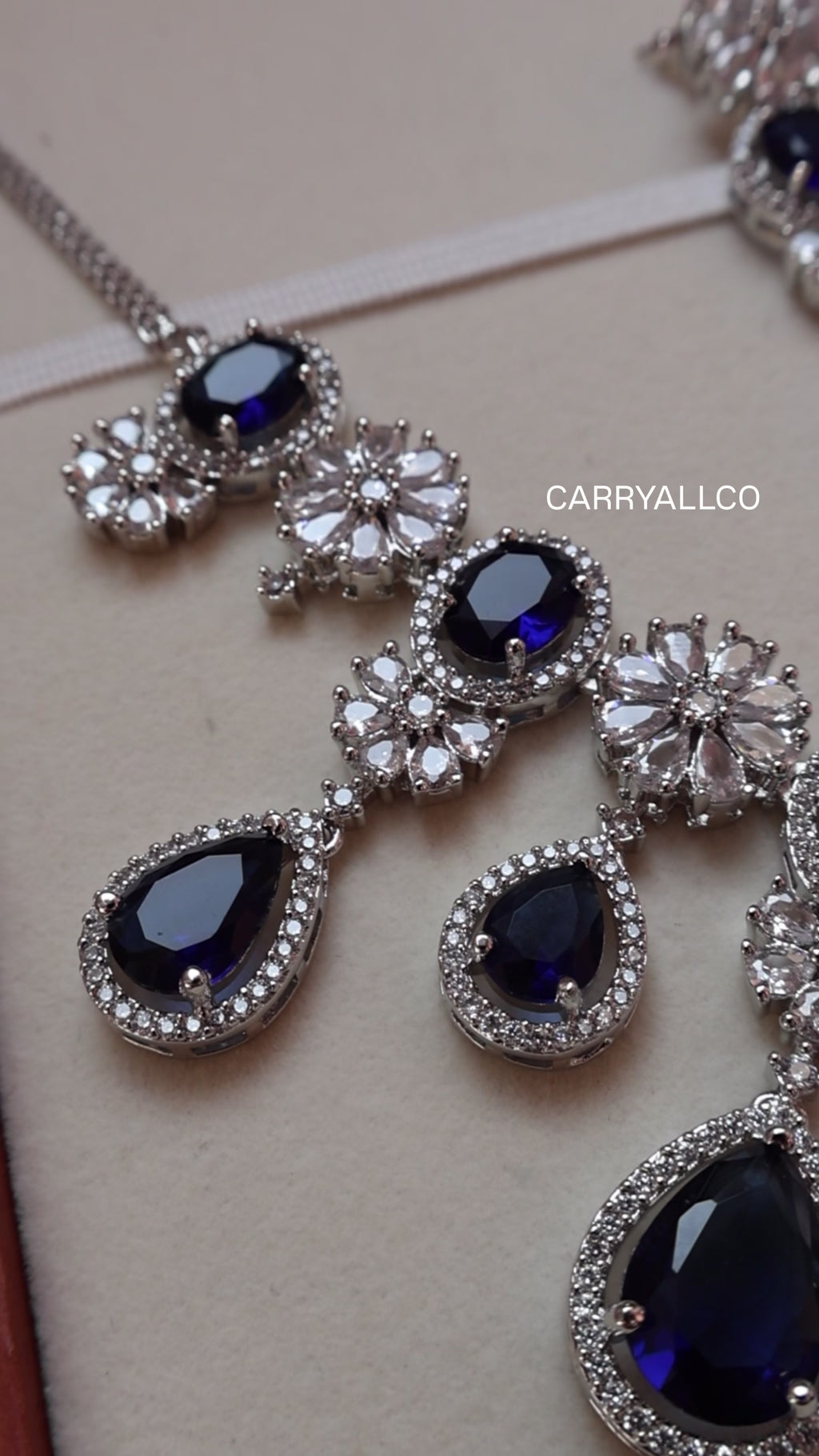 Carryallco Midnight Royale American Diamond Necklace Set