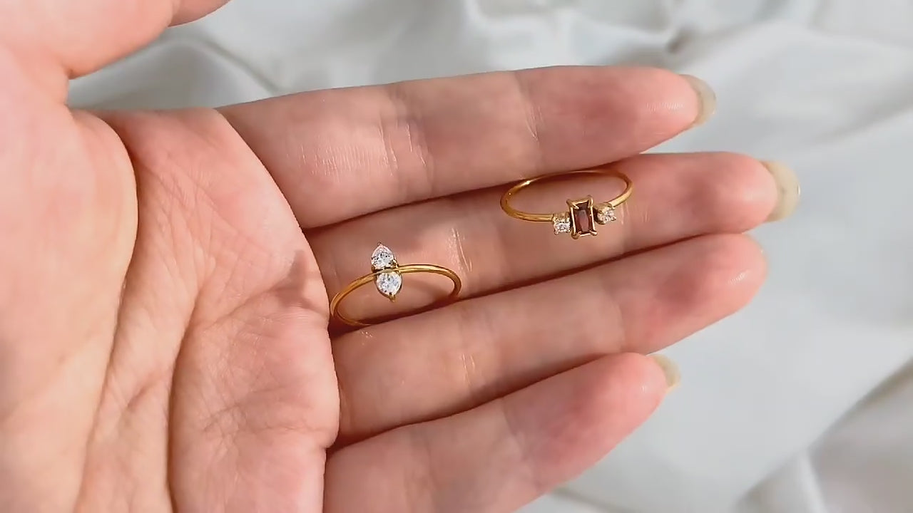 18K Gold Plated Vintage Zircon Ring