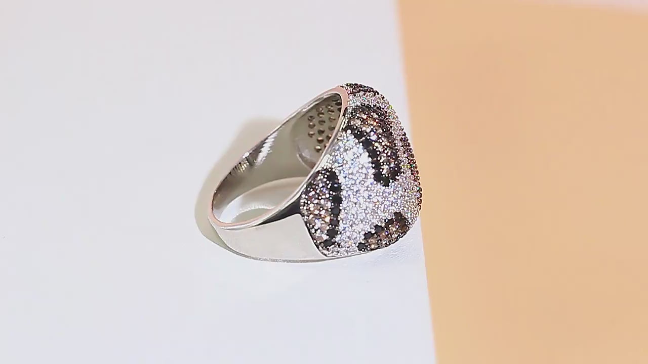 Silver Leopard CZ Statement Ring