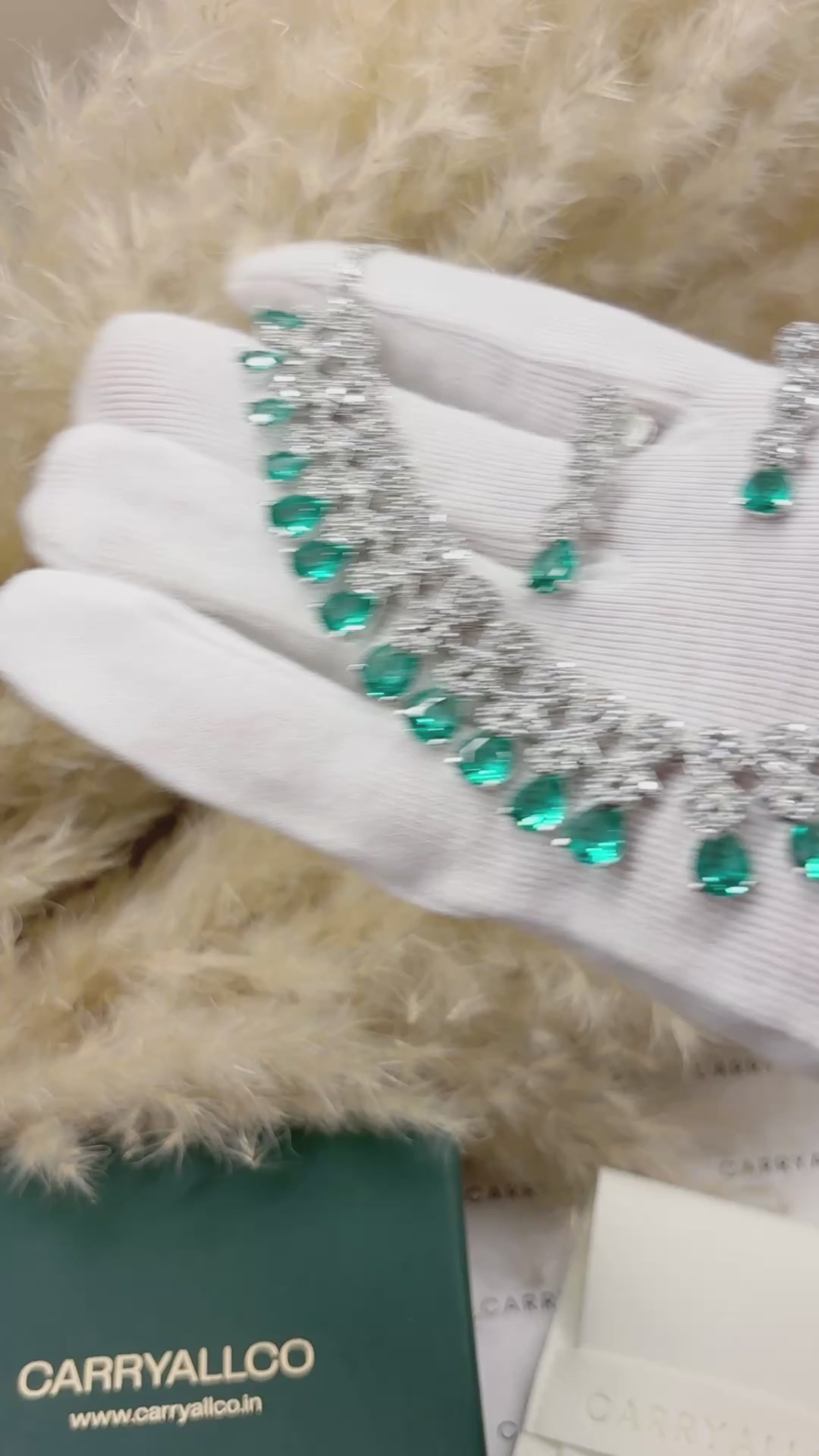 american diamond necklace sea green